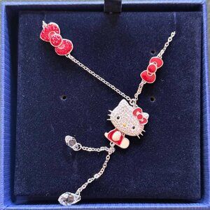 RARE Swarovski Crystal Hello Kitty Sitting Necklace.